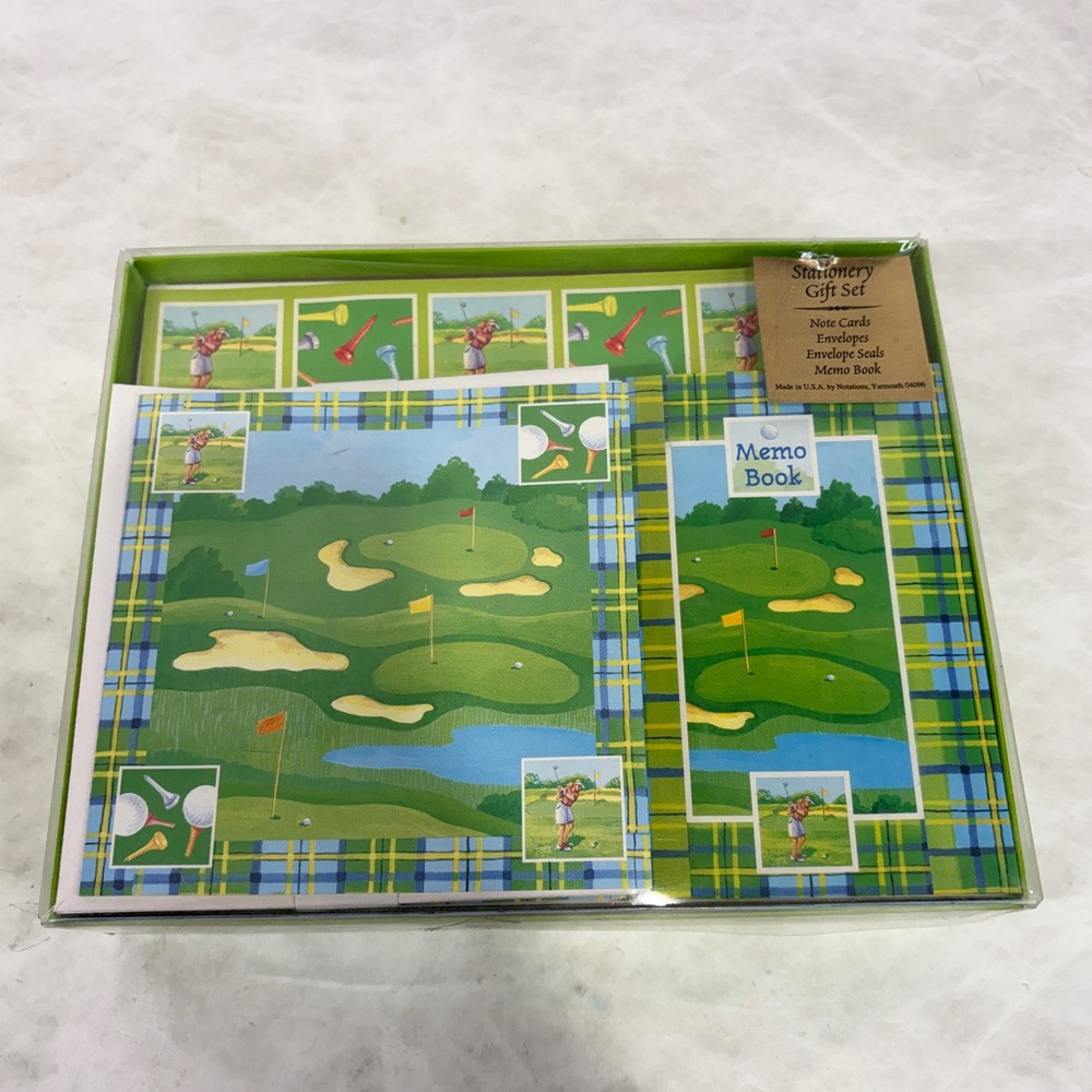 Vintage 1998 Notations Golf Stationery Gift Set Geraldine Aikman Note Cards Memo
